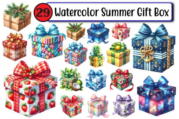 Download Watercolor Summer Gift Box - Summer gift Collection